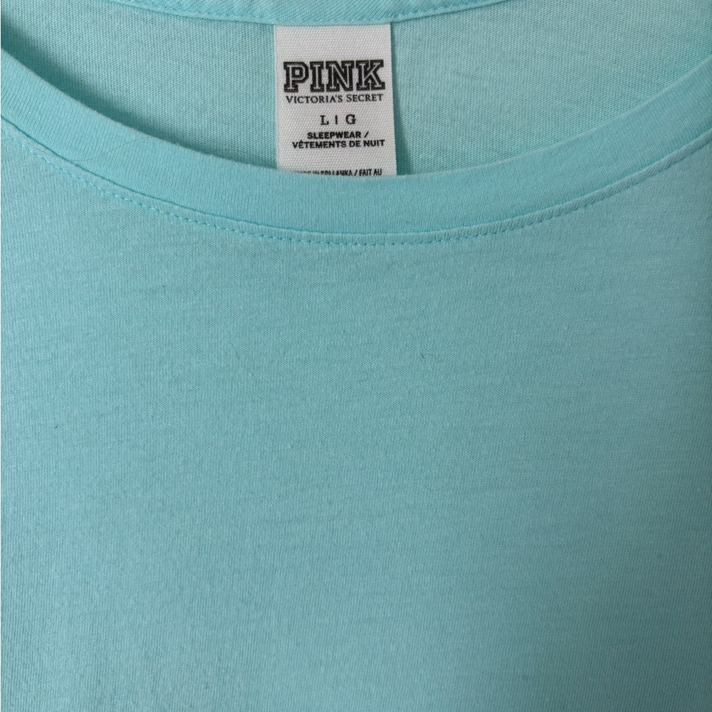 PINK Victoria's Secret Women's Pajama Top - Light Blue
